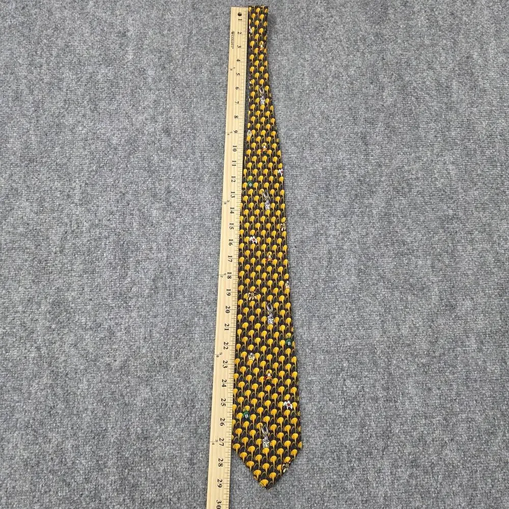 Vintage Looney Tunes Mania Tie Men Bugs Bunny Daffy Duck Silk Cartoon Novelty 90